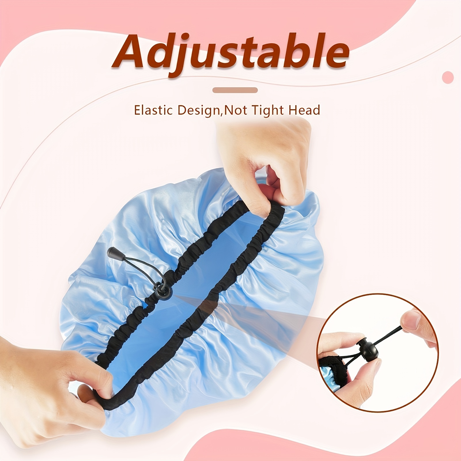New Women's Double-Layer High Quality Extra-Large Shower Cap, Stretchable and Adjustable for Long Hair, Pull-Over Deep Conditioning Cap, Solid Color Fashionable High Quality Swim Cap, Suitable for All Seasons, Single Piece