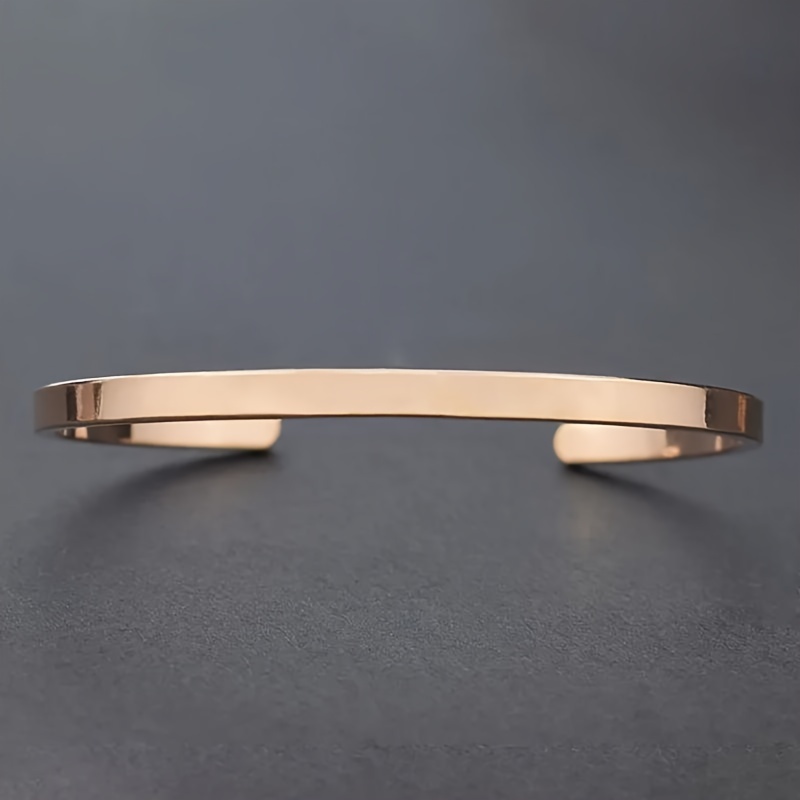 TEMU 1pc Personalized Letters Engraved Bangle Custom Name Metal Bracelet Fashion Custom Jewelry