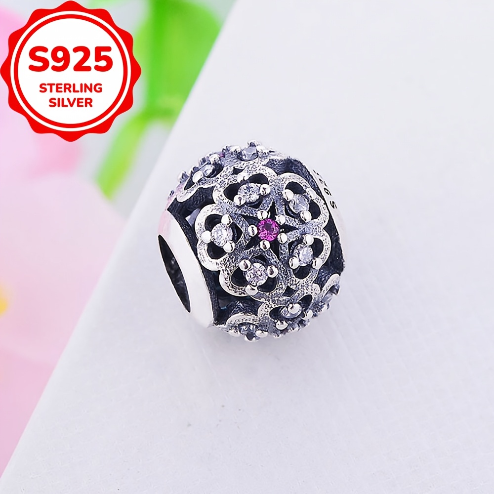 Image of 1pc 925 Sterling Silvery Exquisite Flower Shaped Design Necklace Pendant Diy Making Jewelry Accessories Birthday Or Holiday Gifts For Women