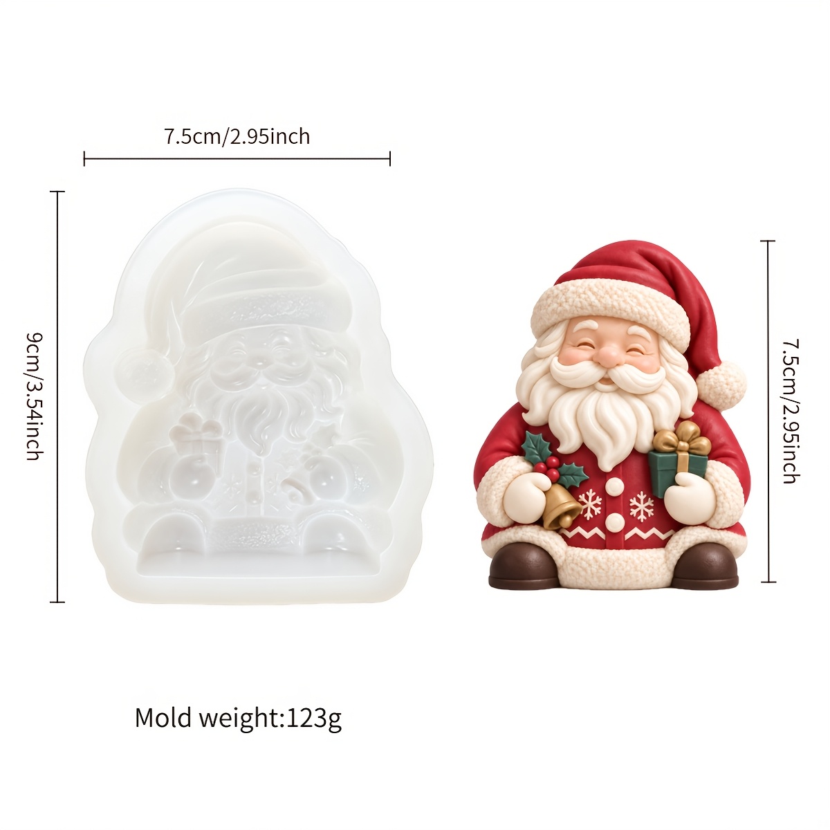 TEMU Santa Claus Silicone Mold; Christmas Theme Craft Making Mold; Suitable For Candles, Resin, Plaster, And Aromatherapy