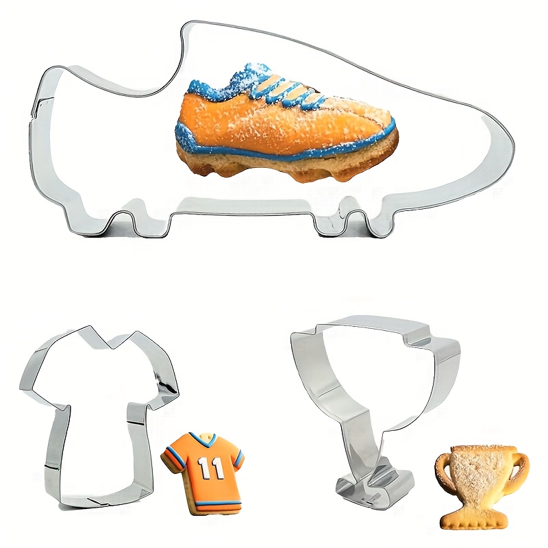 Image of 3pcs/1 Set Stainless Steel Cookie Cutter Set, Clay Molding Molds - Sneakers, Clothes, And Trophy Shapes, Perfect For Fun Baking, Diy Clay Crafts, School Graduations, Day, And Thanksgiving