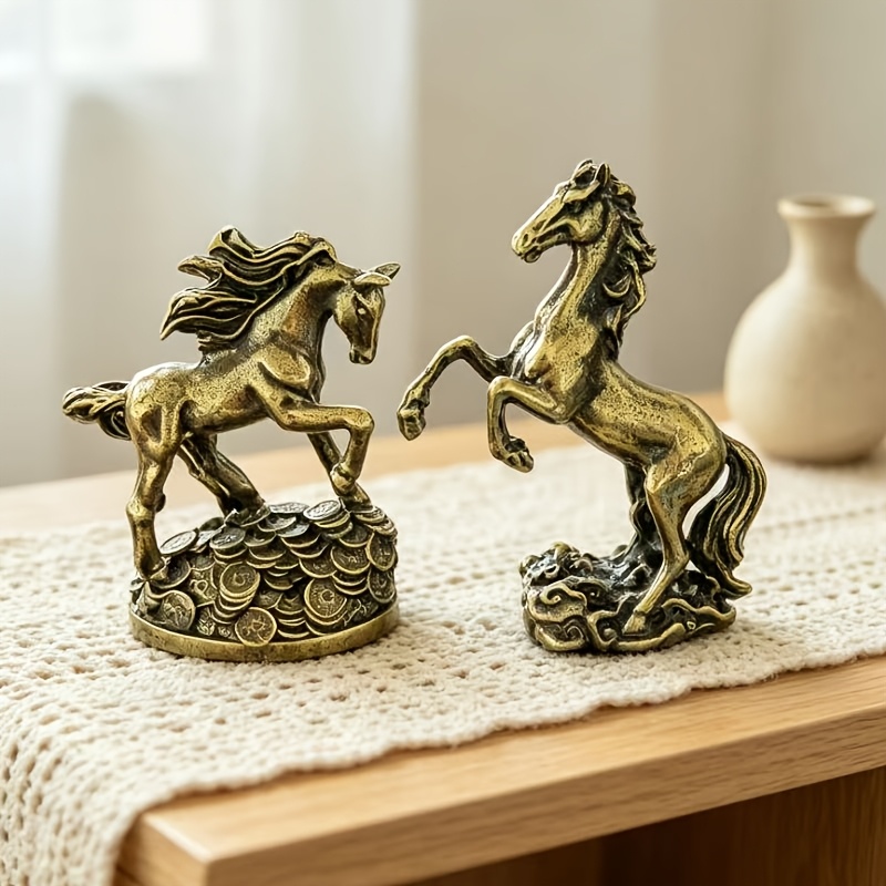 TEMU 2pcs Metal Horse Ornament, Suitable For Bedroom, Study, Living Room, Desk, Desktop Decoration Ornament, Suitable As Birthday Gift, Christmas