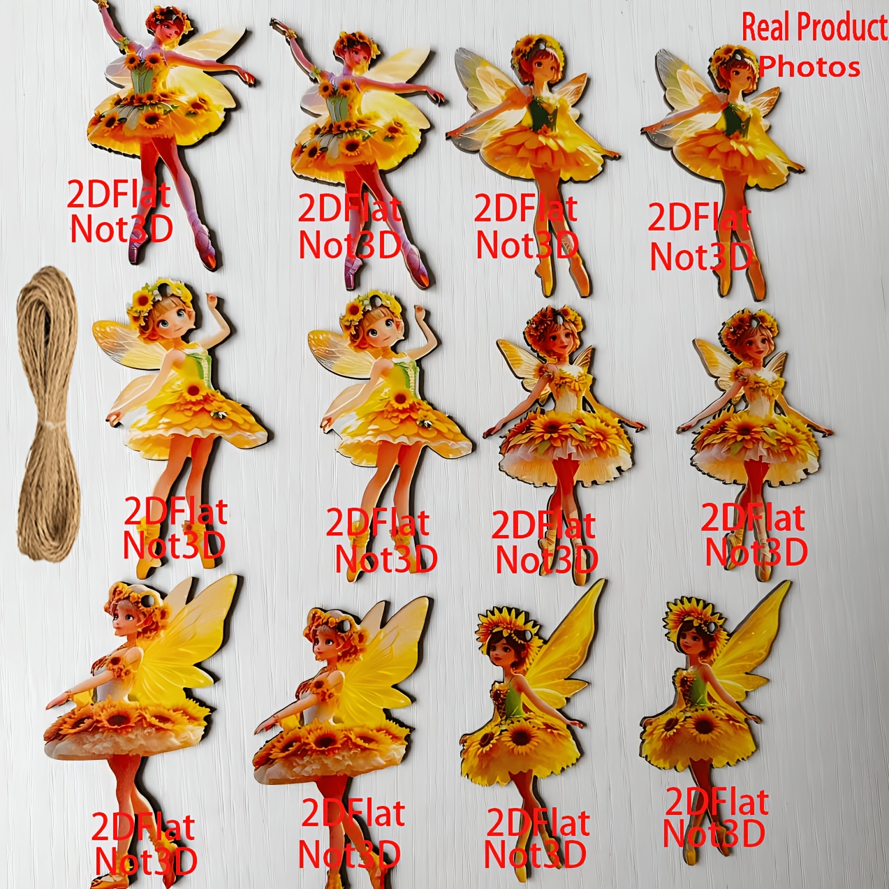 TEMU Plat 2D, Plat 2D - 12pcs Tournesols en Bois pour Filles, Fête à Thème , Décoration d'Intérieur, 12 Ornements Hangi Plats 2D pour Cour Animée et