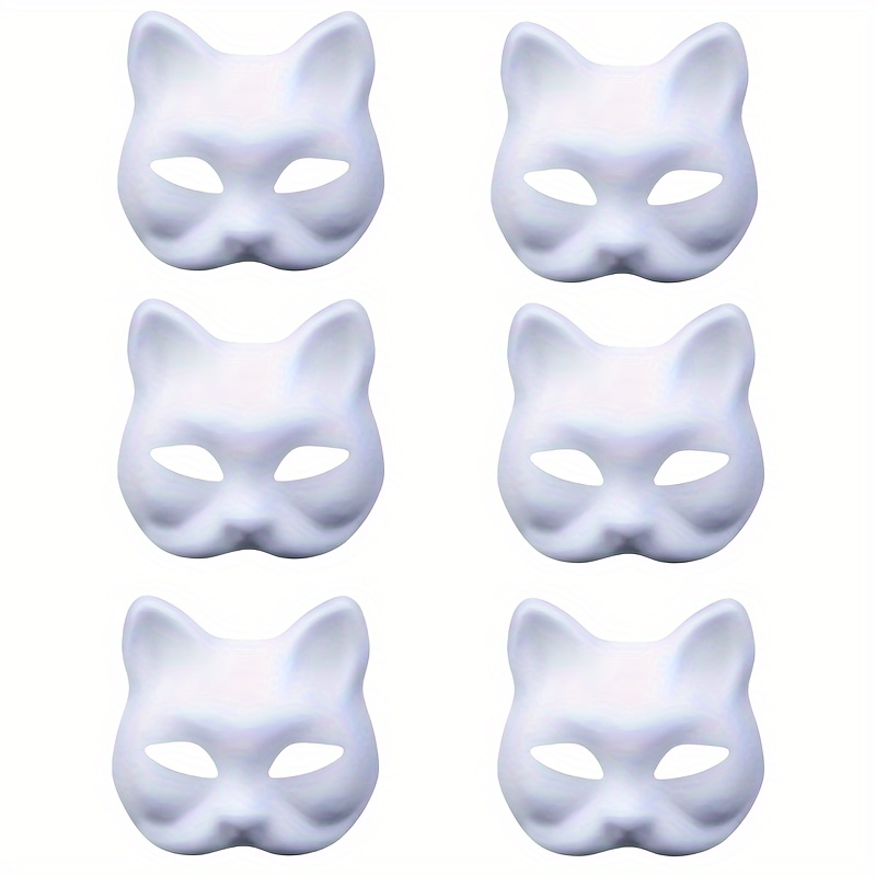 

6pcs Diy Cat Masks - Blank , For Halloween & Cosplay Parties - Accessory