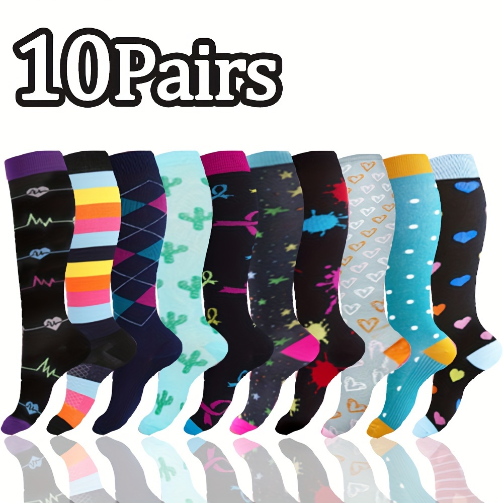 

10 Pairs Socks For Women Men Knee High Length Support Medias De Compresión Para Mujer For Work Leg Long Stockings Maternity Travel Beat Rated