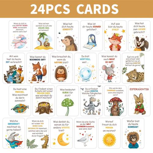 24pcs german conversation cards 2 5 3 5inch single sided interactive question cards for family toys for social emotional development provoking cards for parents
