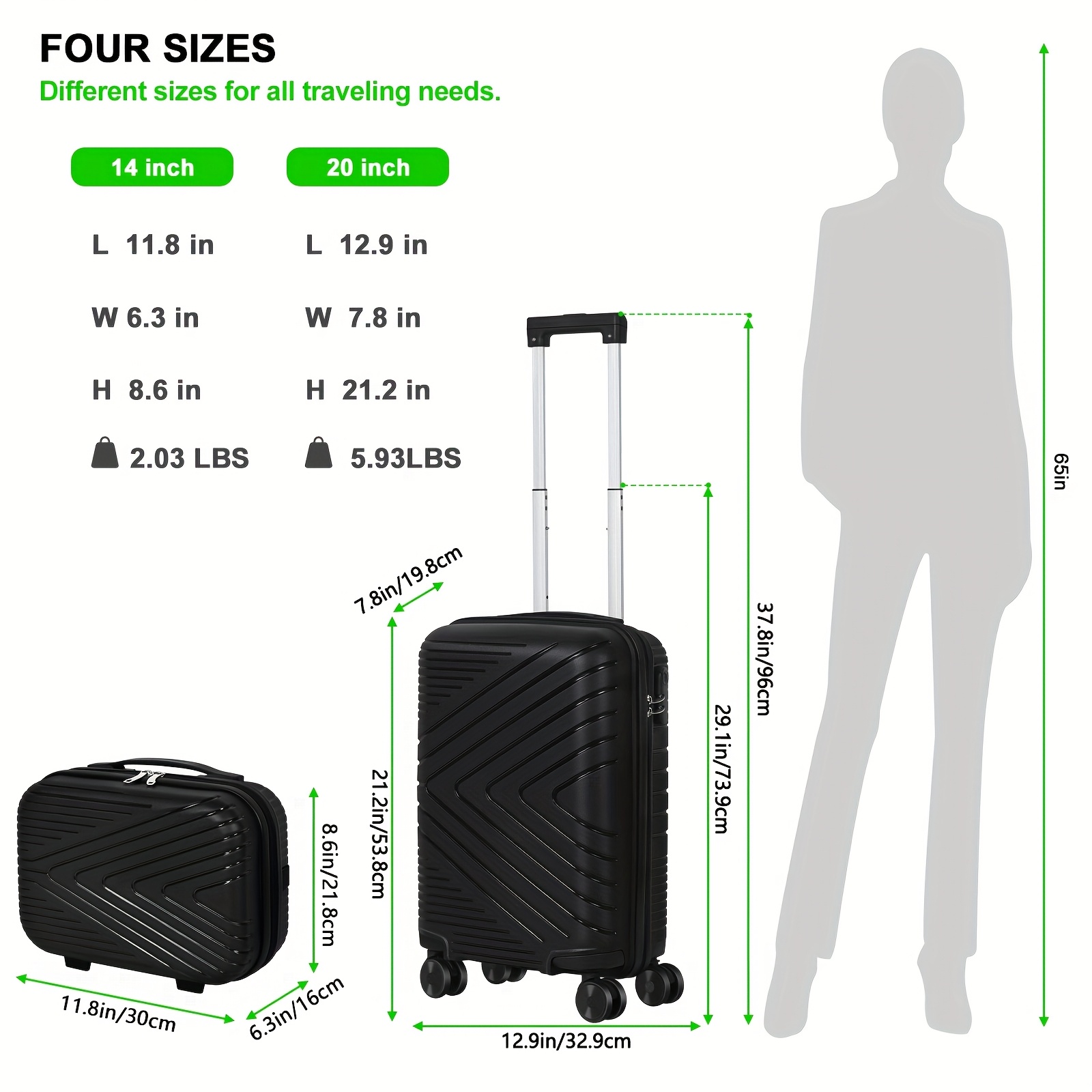 1pc/2pcs Suitcase Set Boarding Luggage Bag, 20inch Satchel Suitcase And 14inch Handbag Can Be Worn Diagonally Across The Trolley Case, with Wheels, Multi-Color Suitcase, for Office