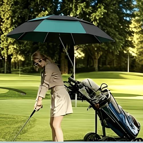 . neuer, mehrfarbiger, tragbarer strandsonnenschirm mit universal-klemme, doppellagigem, atmungsaktivem baldachin und 360° verstellbarer rotation, ideal für strandstühle, golfwagen, angeln und outdoor-freizeitaktivitäten