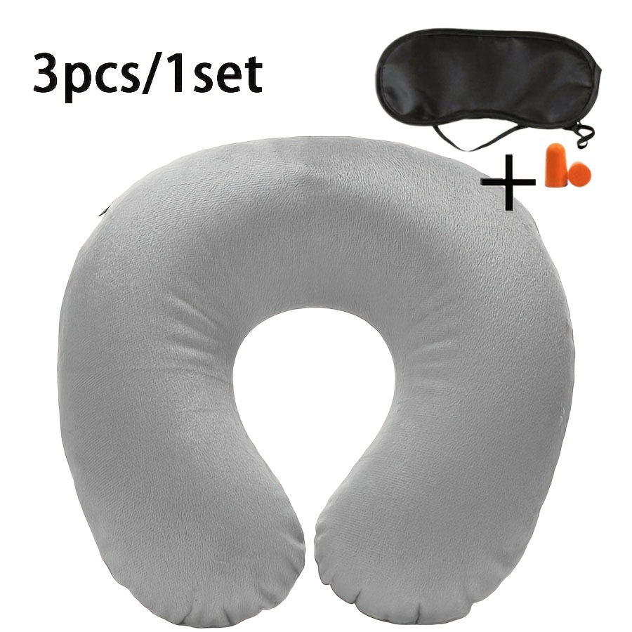 TEMU Travel Pillow Neck Pillow Airplane Pillow Travel Neck Flight Pillow Snap Button With Soft Cover, U Shaped Neck Pillow Portable Student Adult