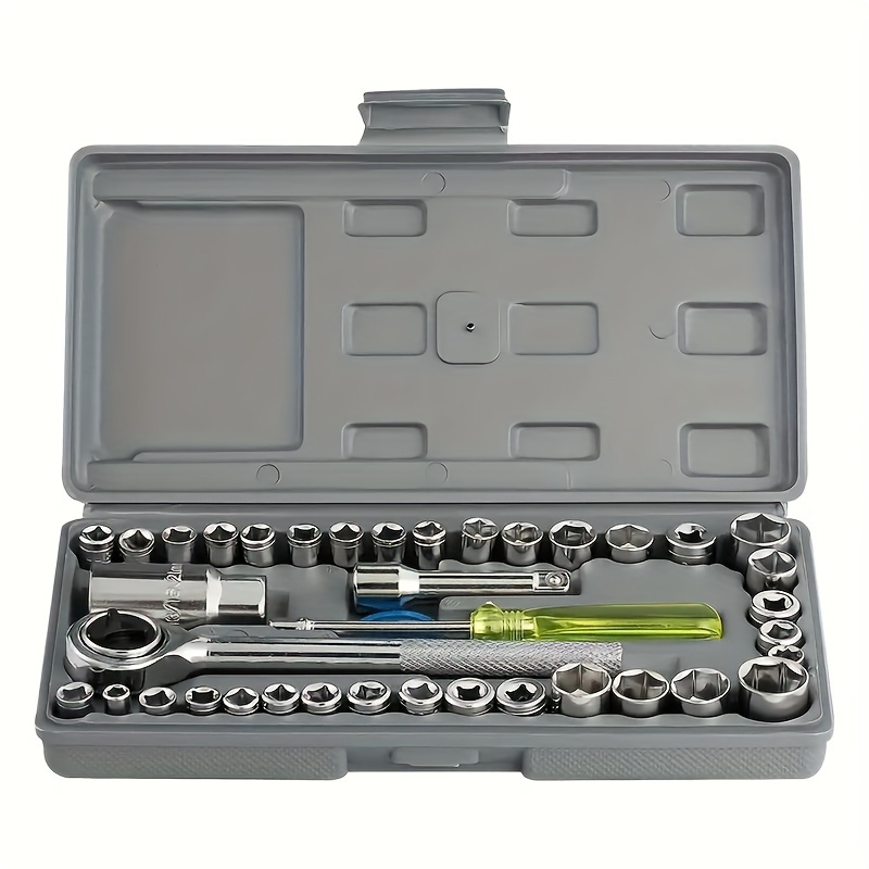 

40pcs Car Maintenance Tool Set With Case, Combination Socket Wrench Tool Kit Set, Screwdriver And Socket Set, Professional Auto Car Repair Hardware Accessories