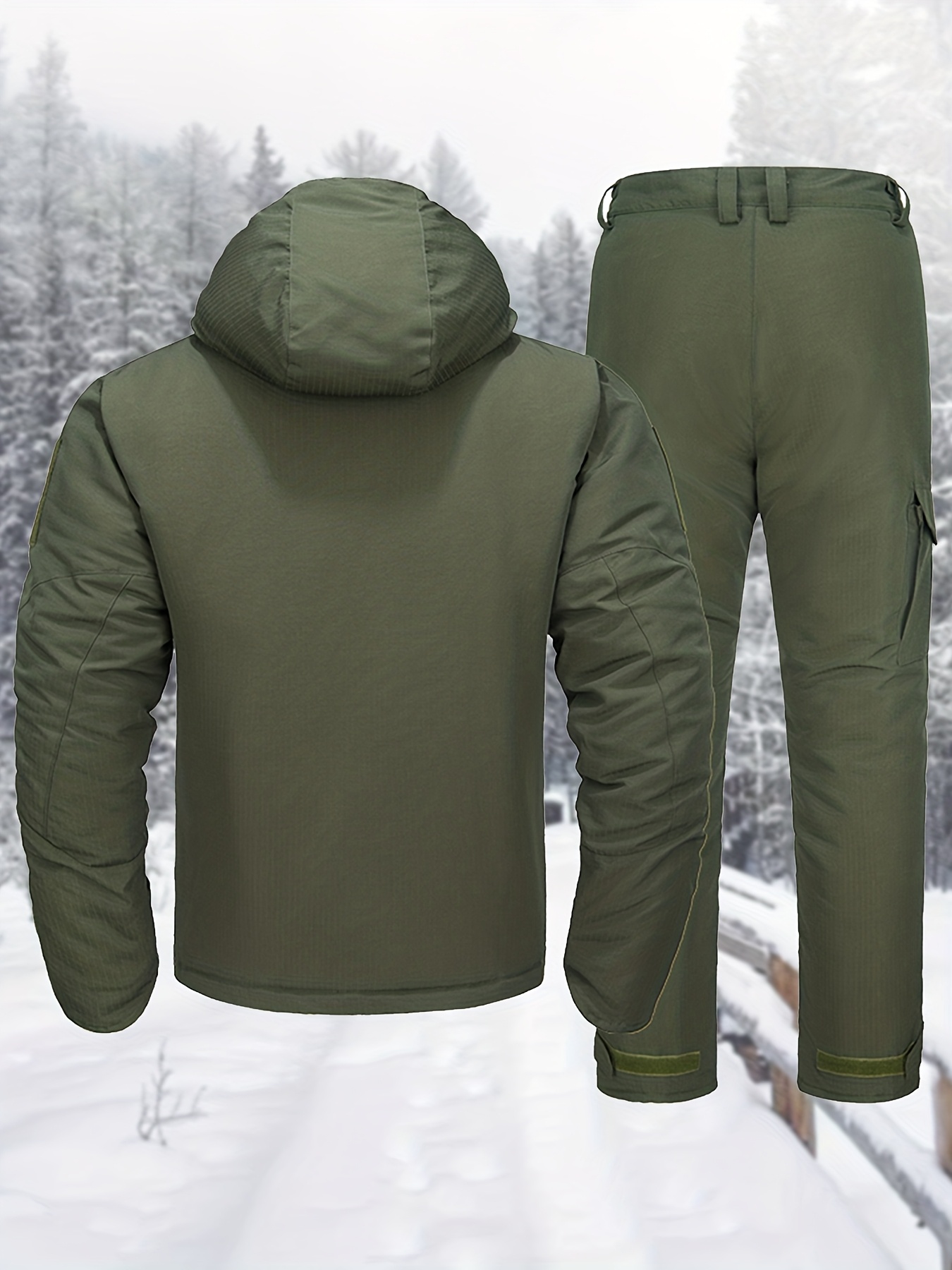 Men's Thermal Reflective Jacket & Long Pants Set for Winter