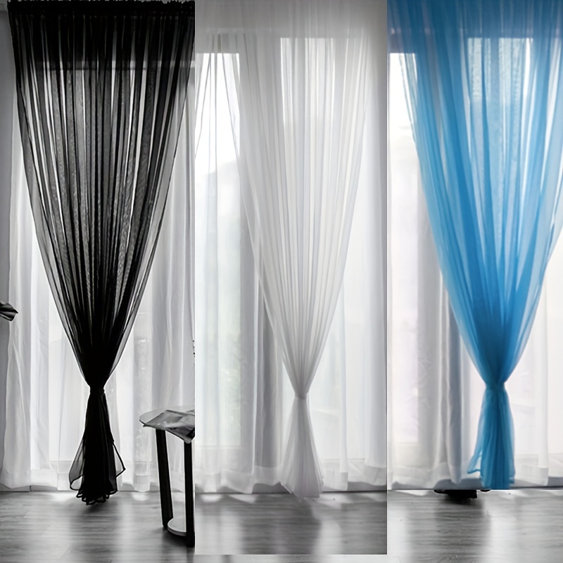 

1pc Solid Color Sheer Curtains, Rod Pockets Decorative Curtains, For Bedroom Living Room, Home Decoration, Room Decoration