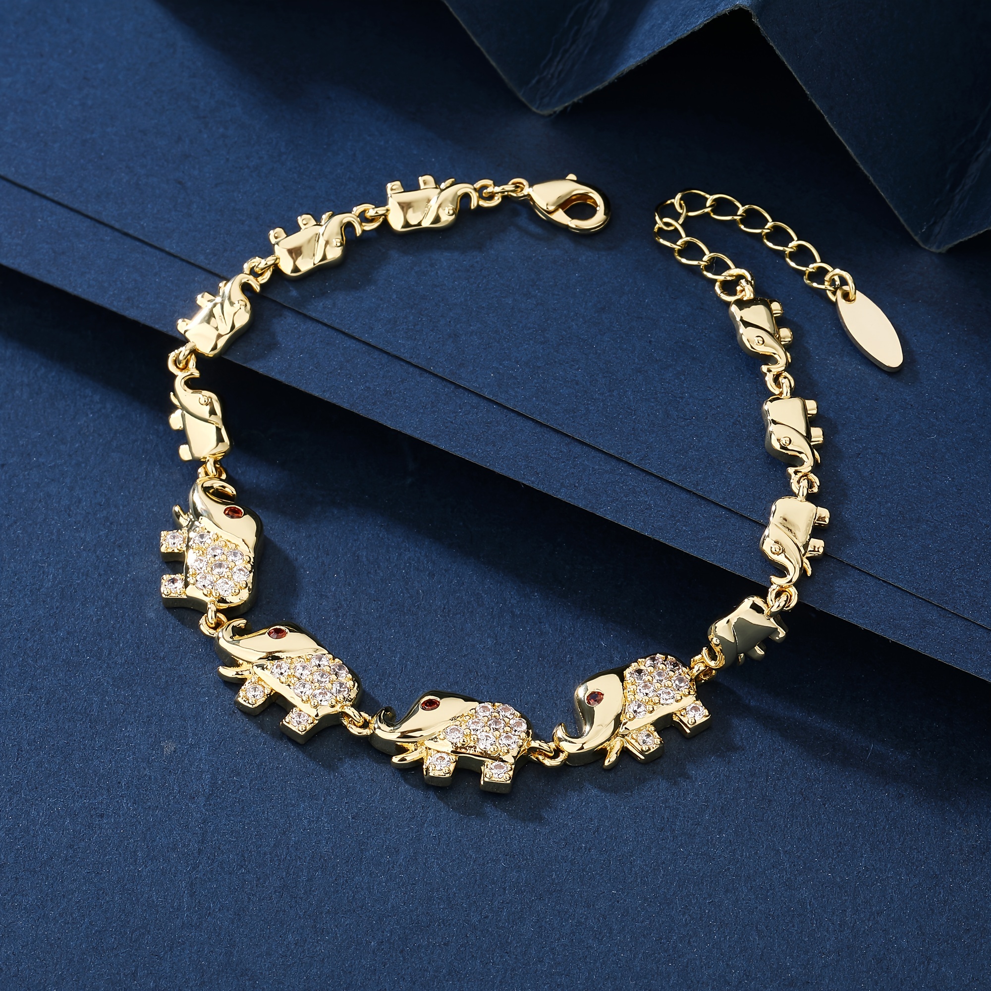 

Charming 18k Golden-plated Elephant Charm Bracelet For Women - Cute & Playful Style With Cubic Zirconia, Perfect Gift For Casual Attire