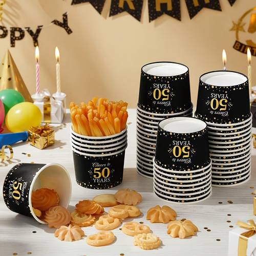 40pcs 30th 40th 50th 60th birthday ice cream cups cheers to 50 years disposable dessert bowls for men and women birthday wedding anniversary party decorations 60th birthday party decorations 40 year old birthday supplies
