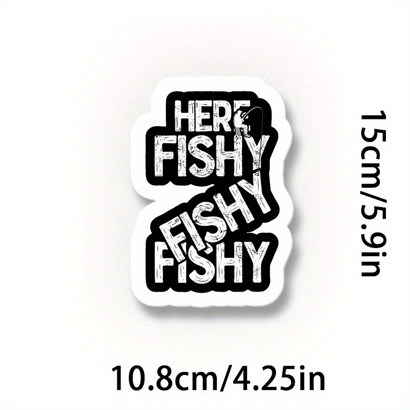TEMU Vinyl Decal Sticker - Funny British Fish Phrases (here /how's '?) For, Laptops, Water Bottles - Left-side Placement, Irregular Fish Shape, Glossy-free (plastic/glass/metal/cer