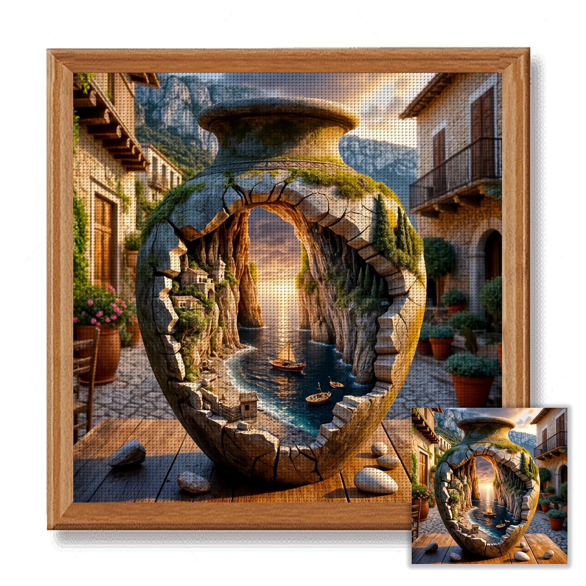 TEMU 1pc Frameless 30x30cm/11.8x11.8lnch, 40x40cm/15.7x15.7lnch, 11ct/14ct Printed Cross Stitch Diy Kit, A Relaxing Diy Cross Stitch Kit Suitable For