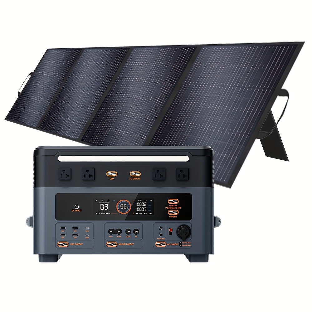 2400W Power Station | Equipped with 200W Solar Panel Charging | 1872Wh Solar Generator with 4 AC Sockets (peak 5000W)