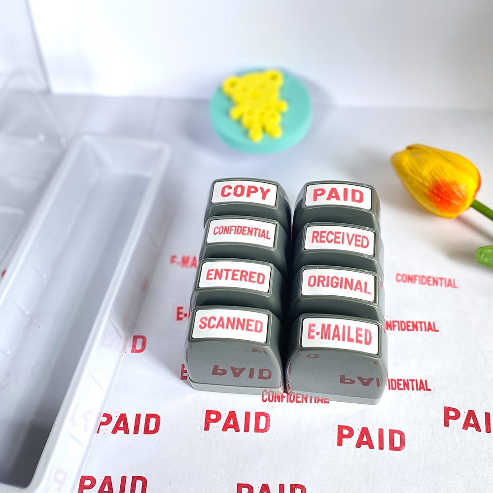 TEMU 8pcs Set Of English Financial Trade Stamps Copy Paid Original E-mailed Entered Stamps Suitable , Sent, Copy, Scanned, Confidential Office