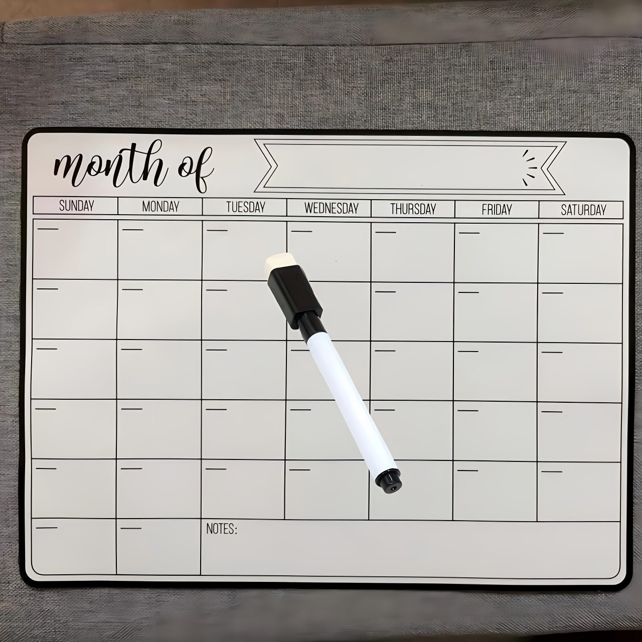1 Set 1pc Magnetic Fridge Calendar And 1pc Magnetic Blackboard Pen, Suitable For Fridge, Calendar With Weekly And Monthly Layouts, Ideal For Home, Office Or Kitchen Organization, Monthly