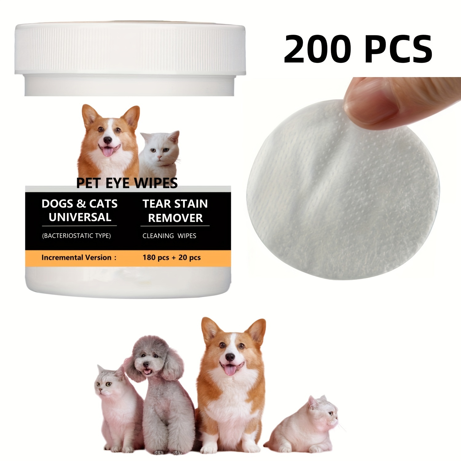 200pcs Pet Eye Cleaning Wipes Gentle Tear Stain Remover Wipes For Dogs And Cats Pet Eye