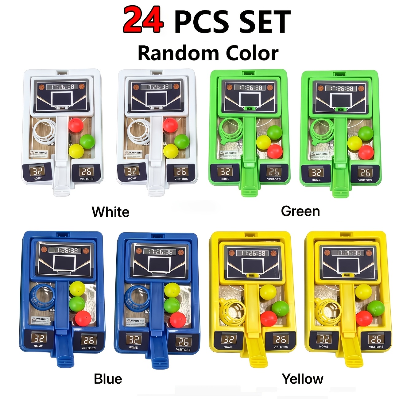 TEMU 24pcs Desktop Shooting Machine Basketball Machine Toys, Random , Party Gift Pack, 4 Colors Of Shooting Toys, Holiday Party Toys, Stuffed Toys