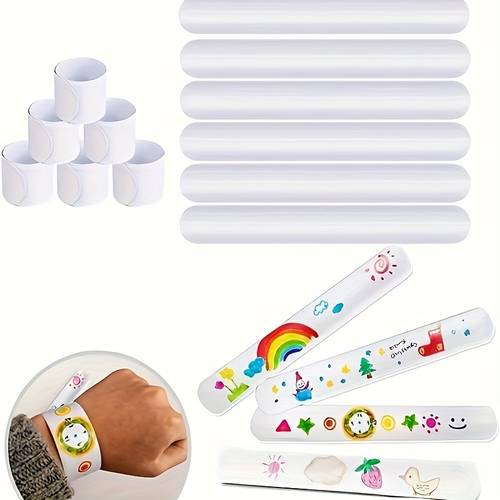 slap bracelets bulk white slap bracelets diy wrist band blank snap band for kids birthday party favors school crafts christmas halloween party bag school activity prizes game prizes gift for new year valentines day
