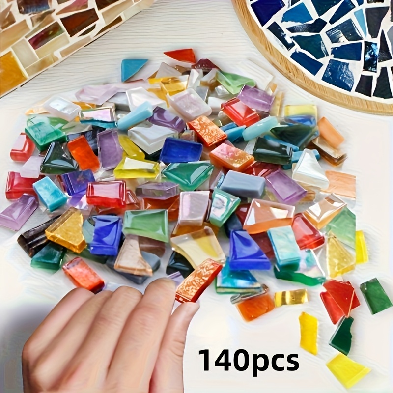 TEMU 140-280 piezas de de Vidrio Fusible Coloridos - Formas Irregulares para Joyería, Proyectos Artísticos y Lámparas Artesanales - Suministros