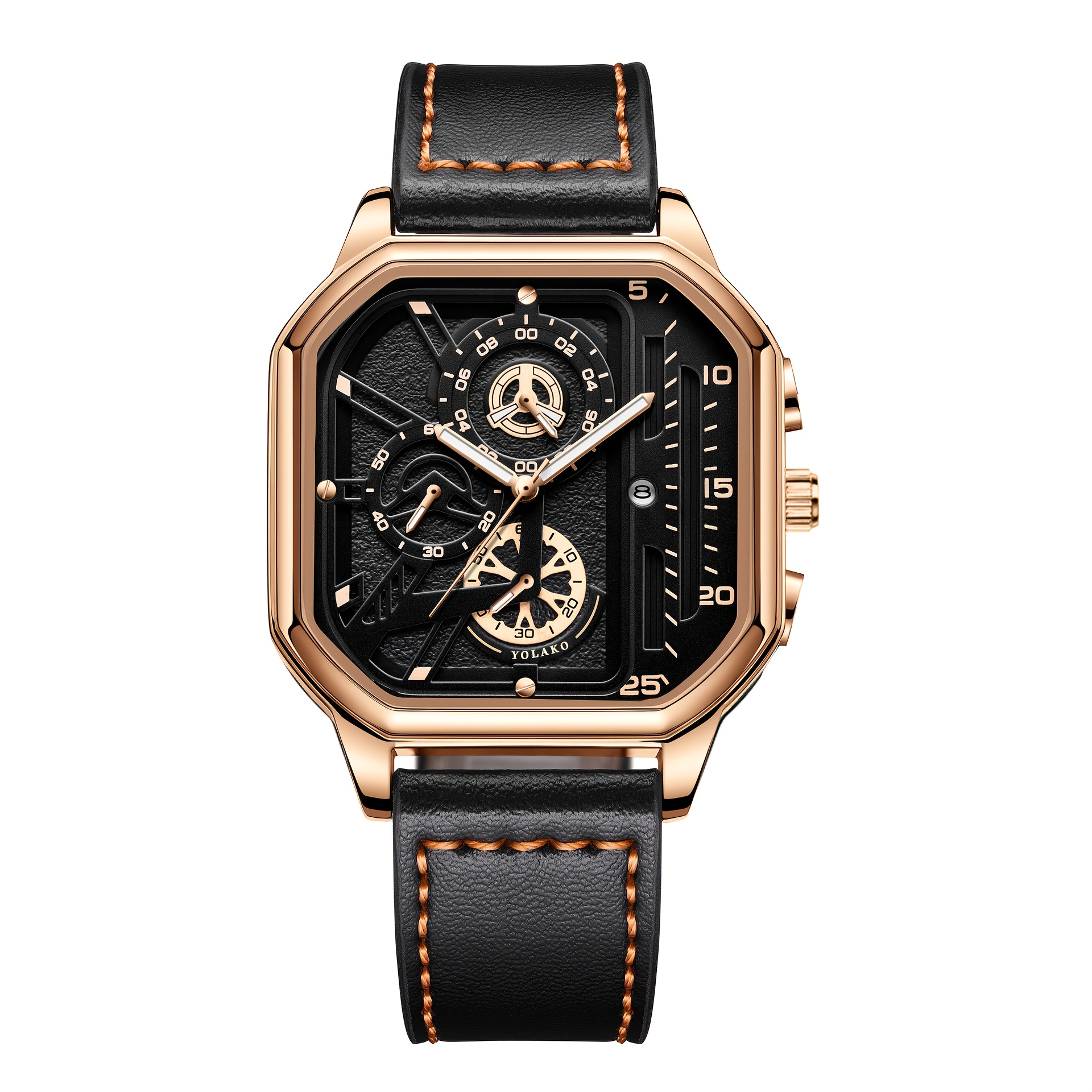 TEMU [ Quartz Watches For Men ] 1/4pcs/set Vintage Faux Leather Watches, Stylish Wrist Watch, Square Dial, Casual Watches | Clothing Additions |