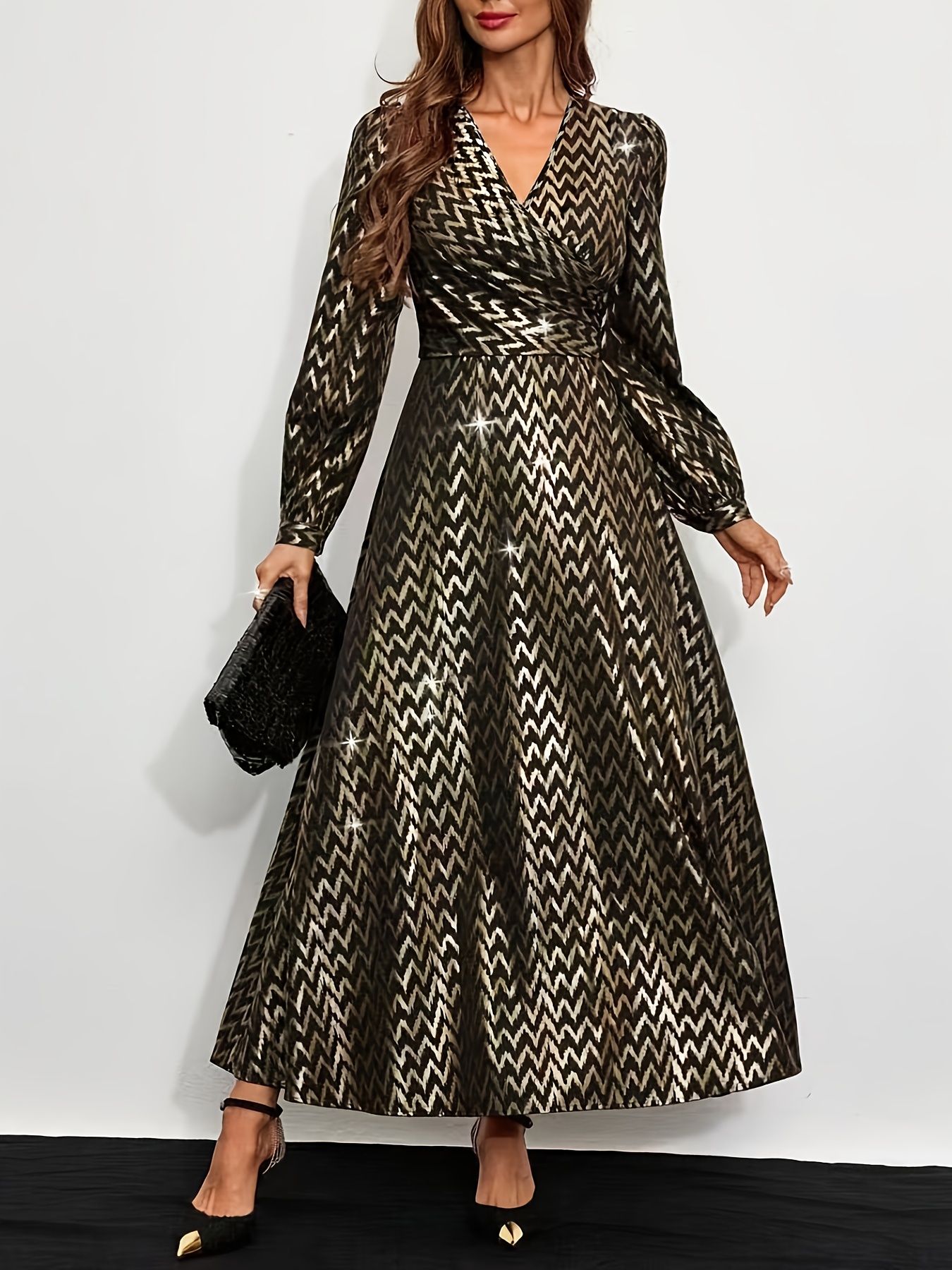 Elegant Evening Gowns For Mature Women Modest Formal Glittery Abstract Dress  508 Grey