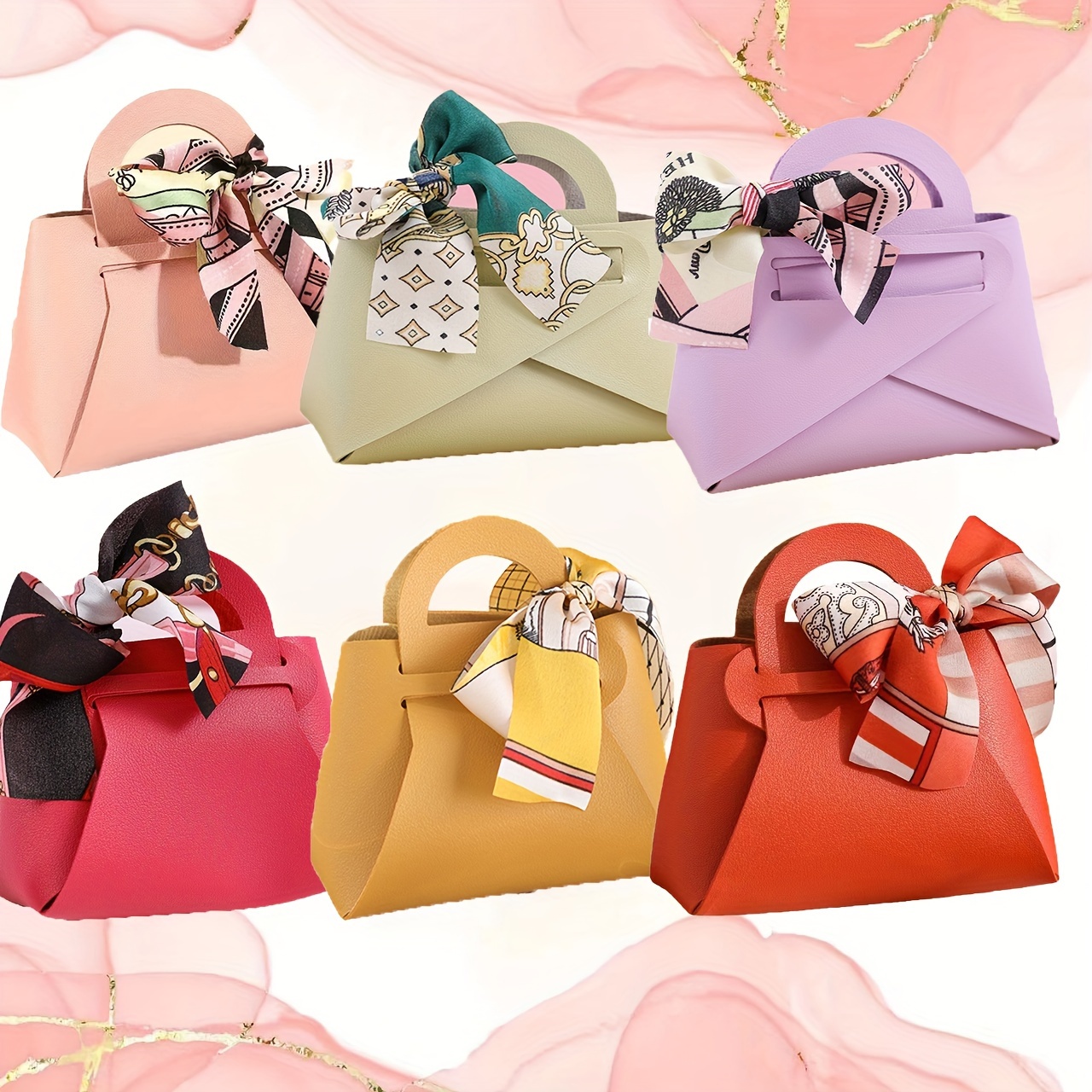 

20pcs, Pu Leather Party Handbags Gift Bags Handbags Are Suitable For Birthday Wedding Engagement Valentine's Day, Housewarming Opening Party Supermarket Cafe And Other Small Gift Bags