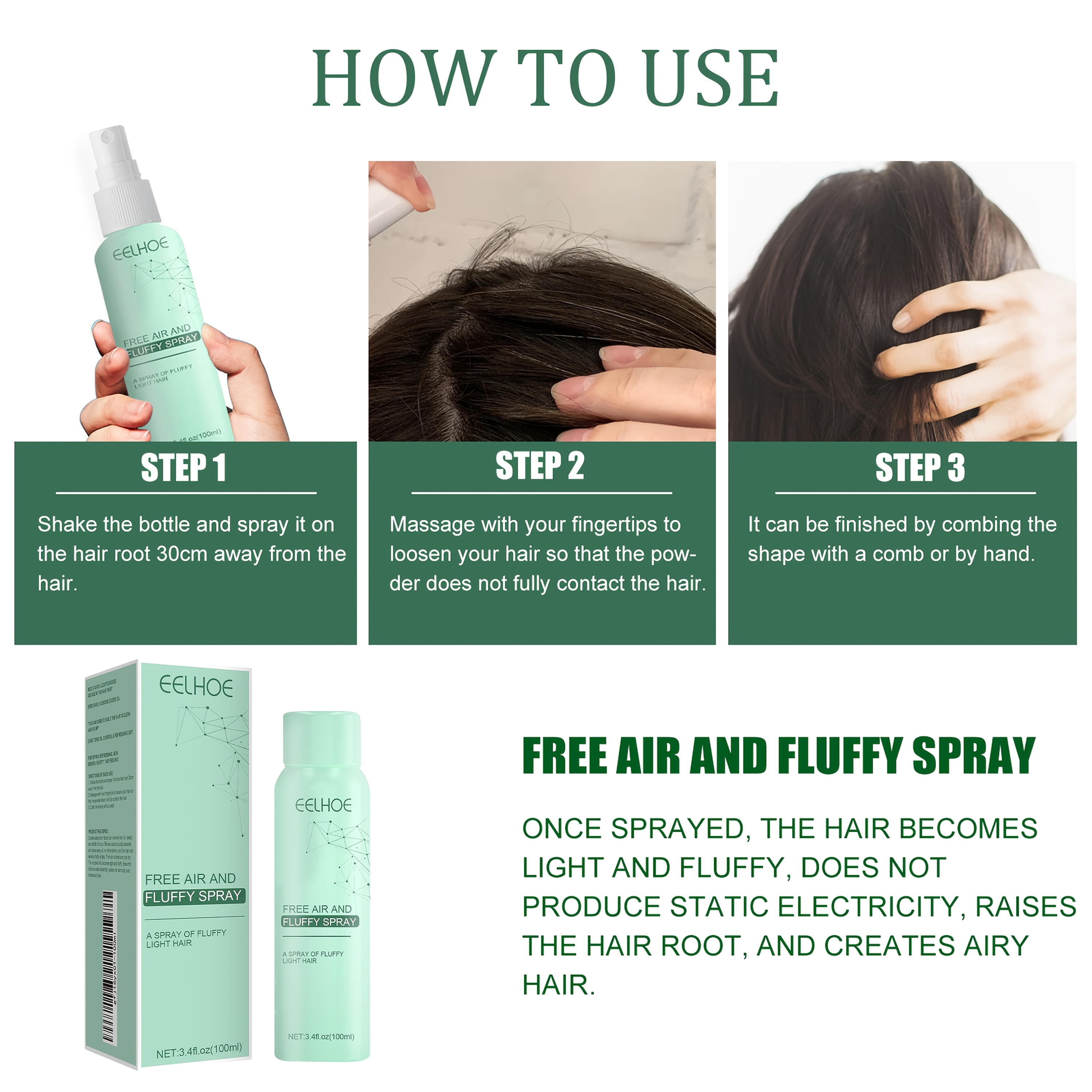 Leave-In Dry Hair Spray, Leave-In Conditioner And Detangler - Anti-Frizz Deep Conditioner for Split Ends And Breakage - for Curly, Dry And Damaged Hair, 3.4oz