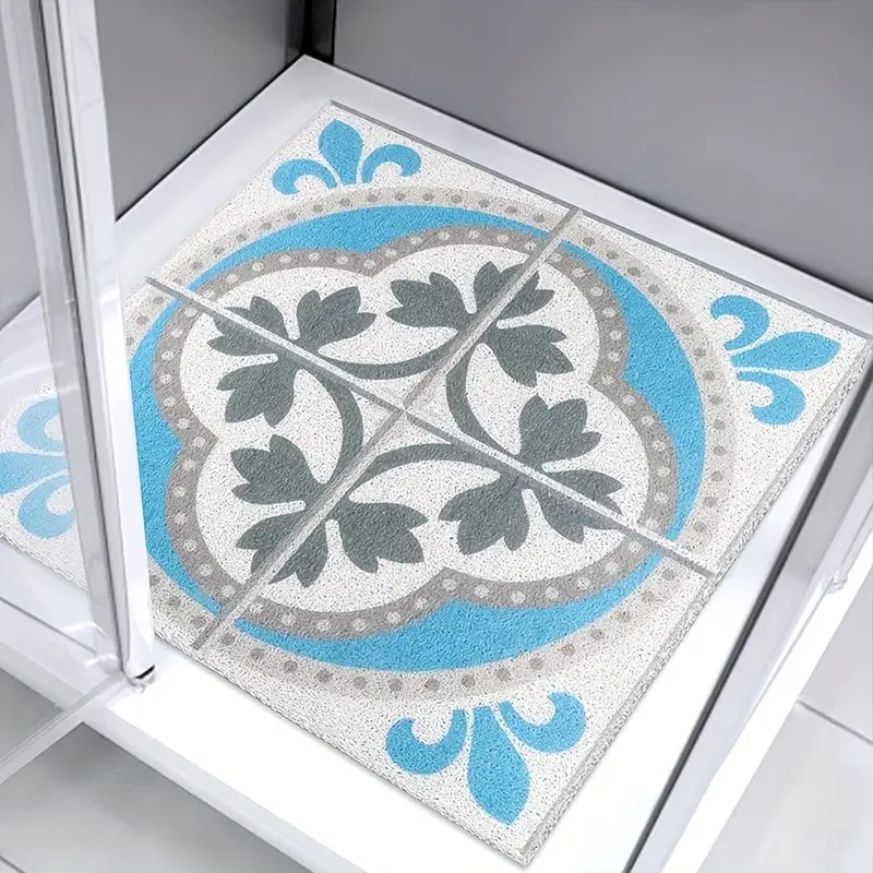 1pc pvc bathroom rug with drainage holes patterns cuttable textured surface for grip non slip shower mat bathroom decoration Product details 4