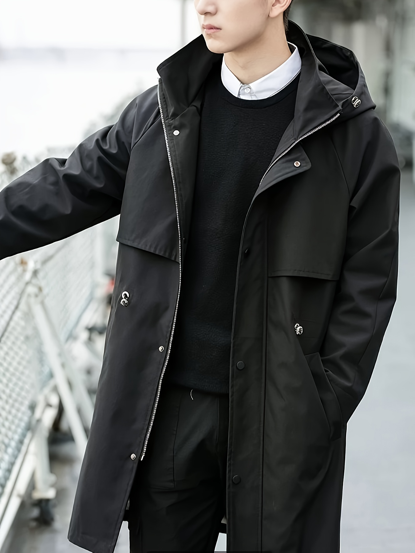 clothing mens down trench coat
