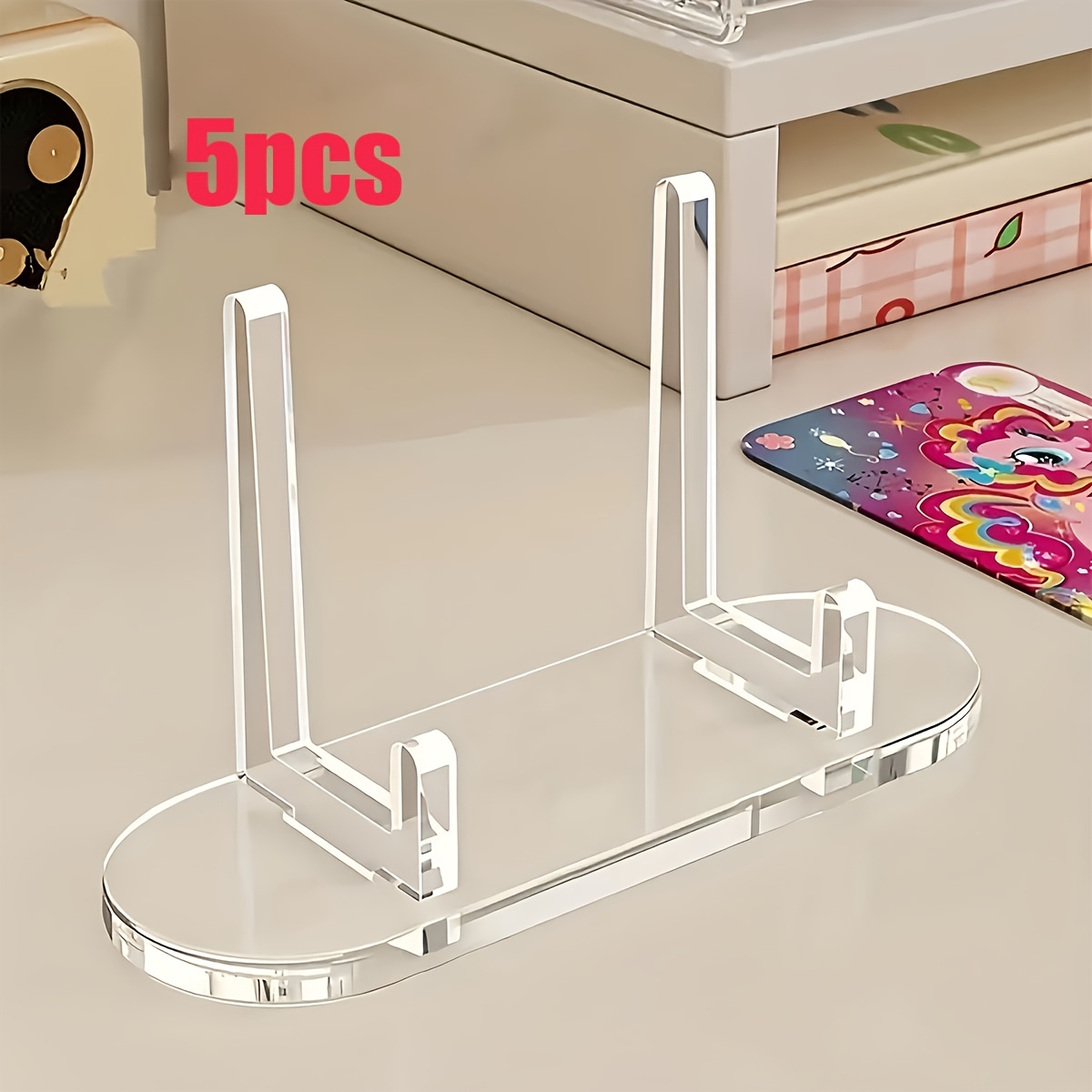 Image of 5pcs Clear Acrylic Display Set | Card/cd/coin Storage Stand, No Power Required, Perfect For Home Or Office Use