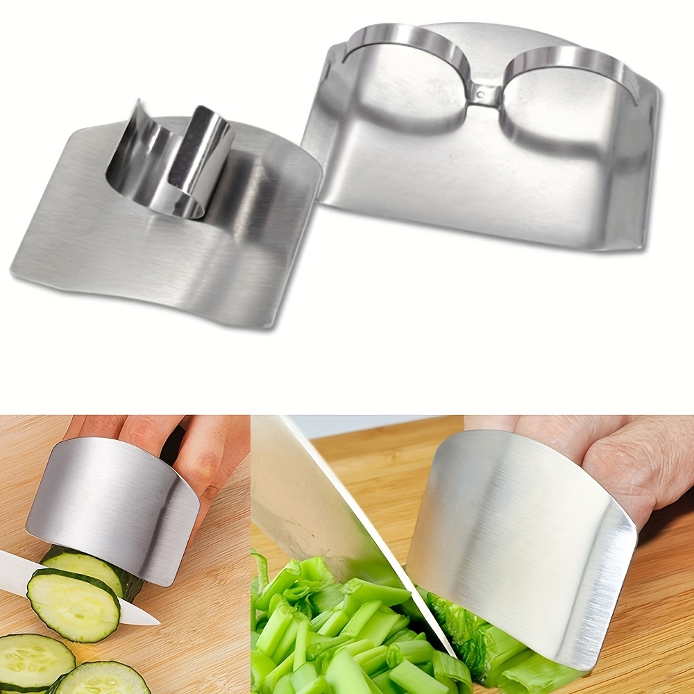 

4pcs Stainless Steel Premium - Anti-cut Hand Protector For Vegetable Cutting, Kitchen Gadgets - , Rust-resistant, Easy To Clean, And