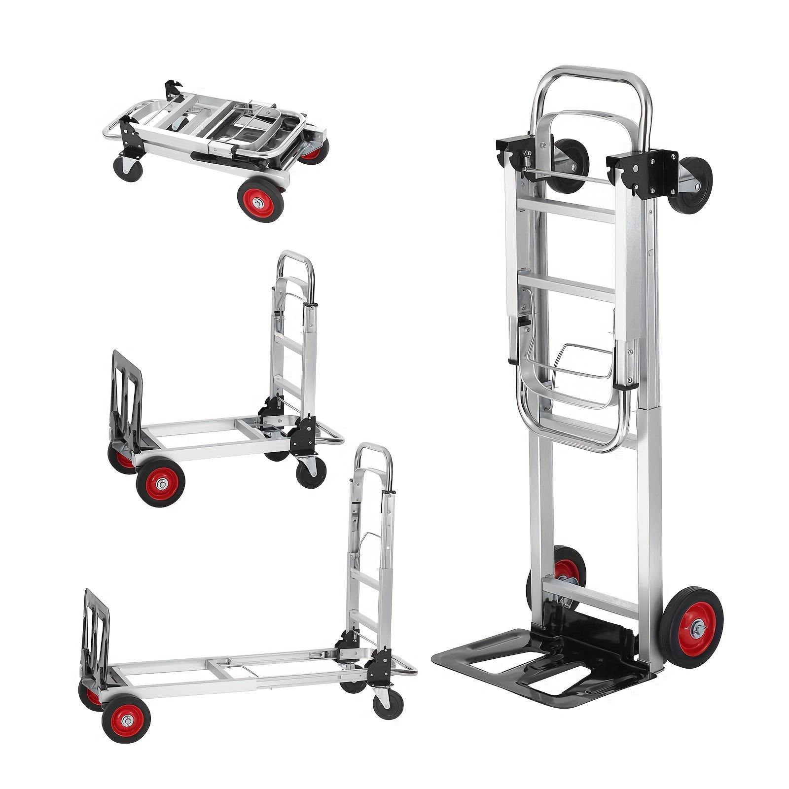  aluminum folding hand truck 2 in 1 design 400 lbs capacity heavy duty industrial collapsible cart with rubber wheels for transport and warehouse supermarket garden details 1