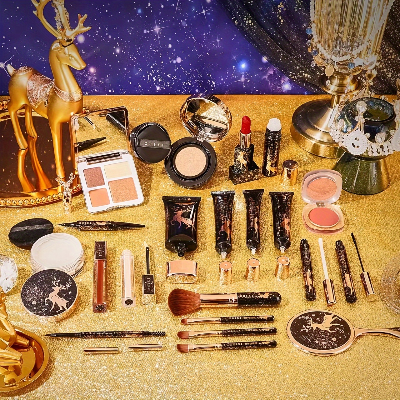 valentines day 21pcs makeup set starry night theme includes eyeshadow palette lipstick mascara more perfect gift for wife mom or girlfriend with plant squalane details 4
