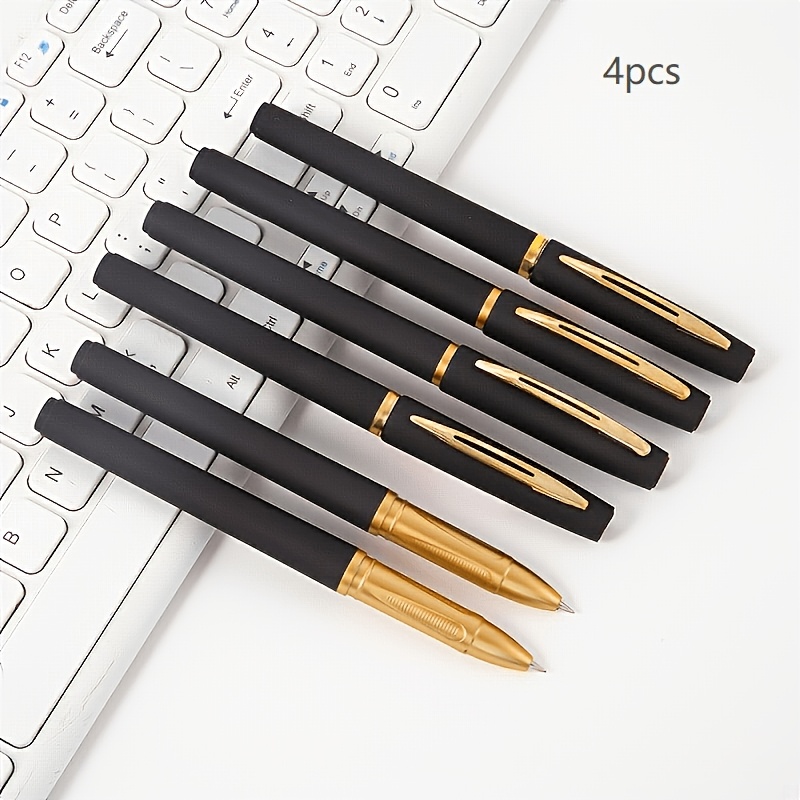 TEMU 4pcs High-end Black Gel Pen Set, High-capacity, 0.5mm Tip, Suitable For Business, Office, , Practice, And Daily Writing