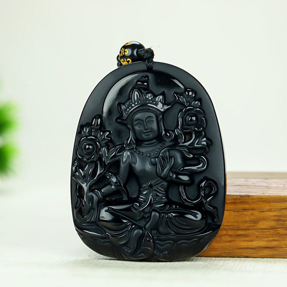 Black Obsidian Pendant Necklace, Unisex Gift