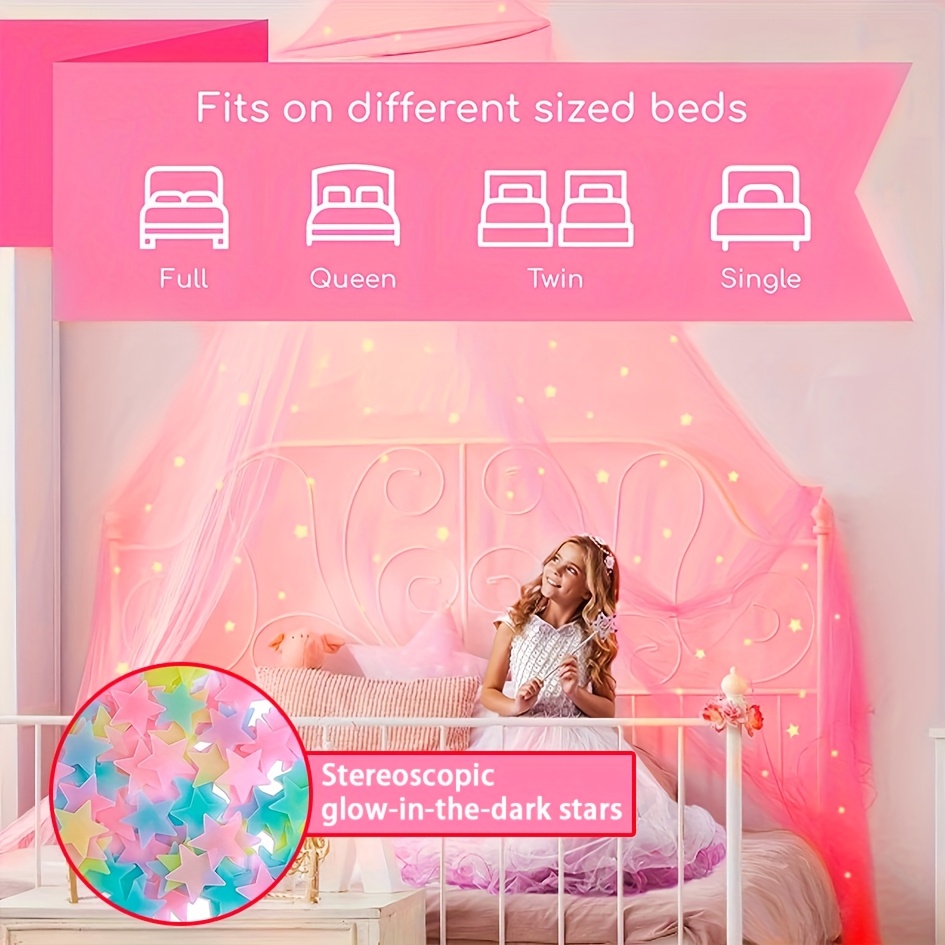 Ciel De Lit Dentelle Avec Guirlande Lumineuse - Déco Chambre Fille - Ambiance Princesse Et Romantique