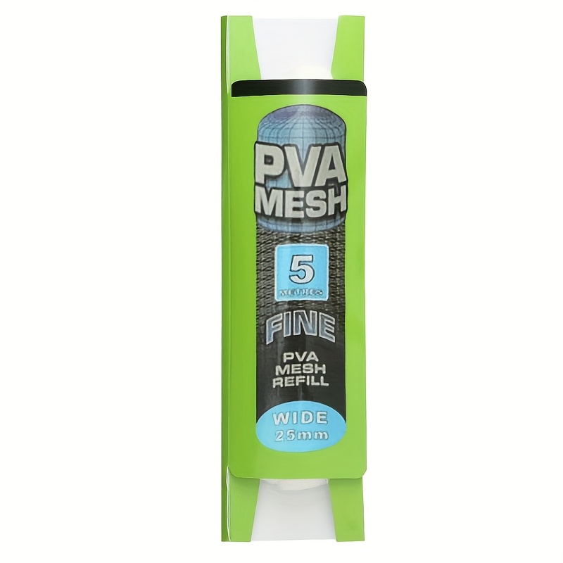 TEMU Paquete de cartón de malla PVA soluble en agua de 1/2 rollo, ancho de 25 mm/37 mm, de 5 m, para alimentador de método de pesca de carpa europea,