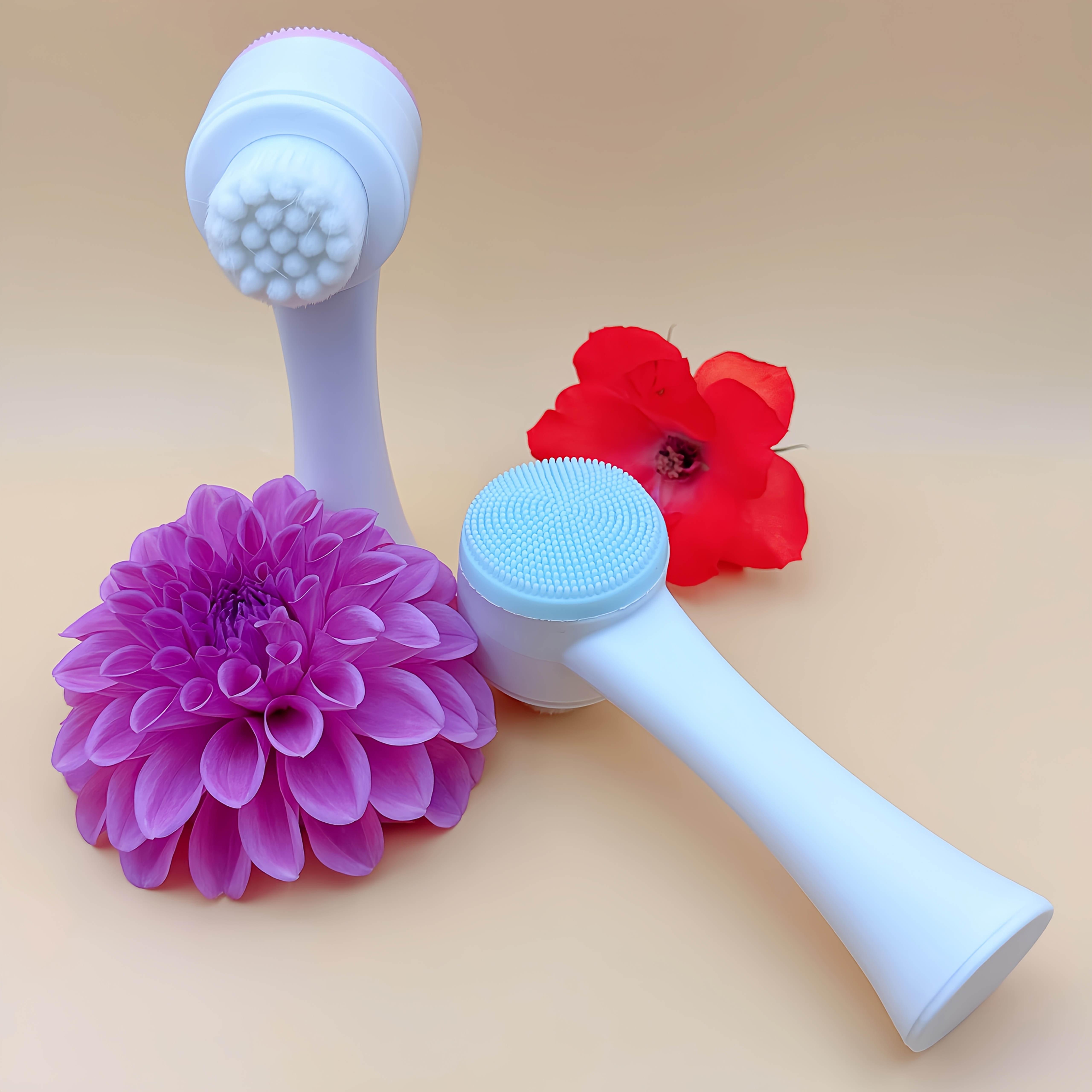 3D Facial Cleansing Brush with Dual Sides, Handheld Exfoliating Scrubber for The Face, Ideal for And Massage, Featuring Soft Hair And Cleanser