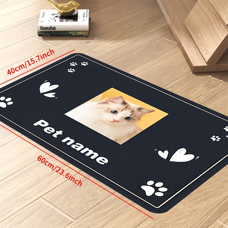 TEMU 1pc Customizable Food Mat With Pet Photo & Name - Soft Silicone Non-slip Pet Bowl Mat, Absorbent Quick-dry Waterproof Pet Food Mat - Ideal Gift