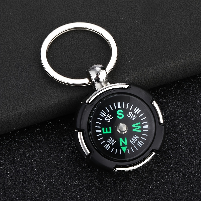 1pc alloy circular compass keychain mens creative car keychain