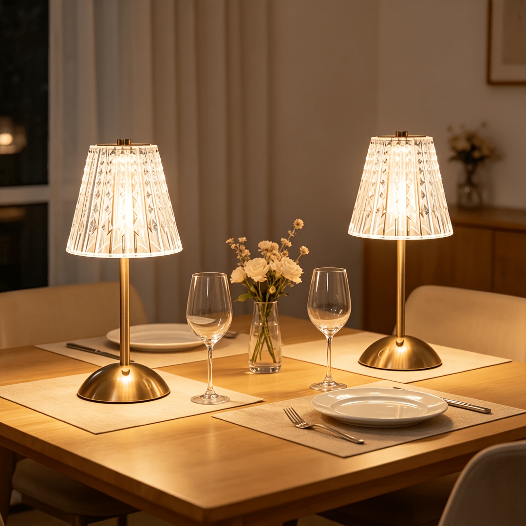 2pcs Modern Portable Wireless Crystal Table Lamps