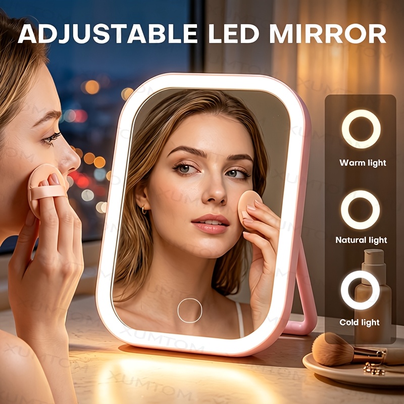 LED Makeup Mirror with 3-Color Smart Adjustable Brightness