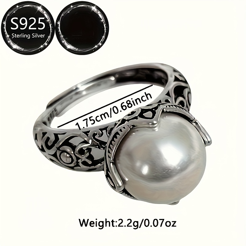 Retro Style Adjustable 925 Sterling Silver Ring with Shell