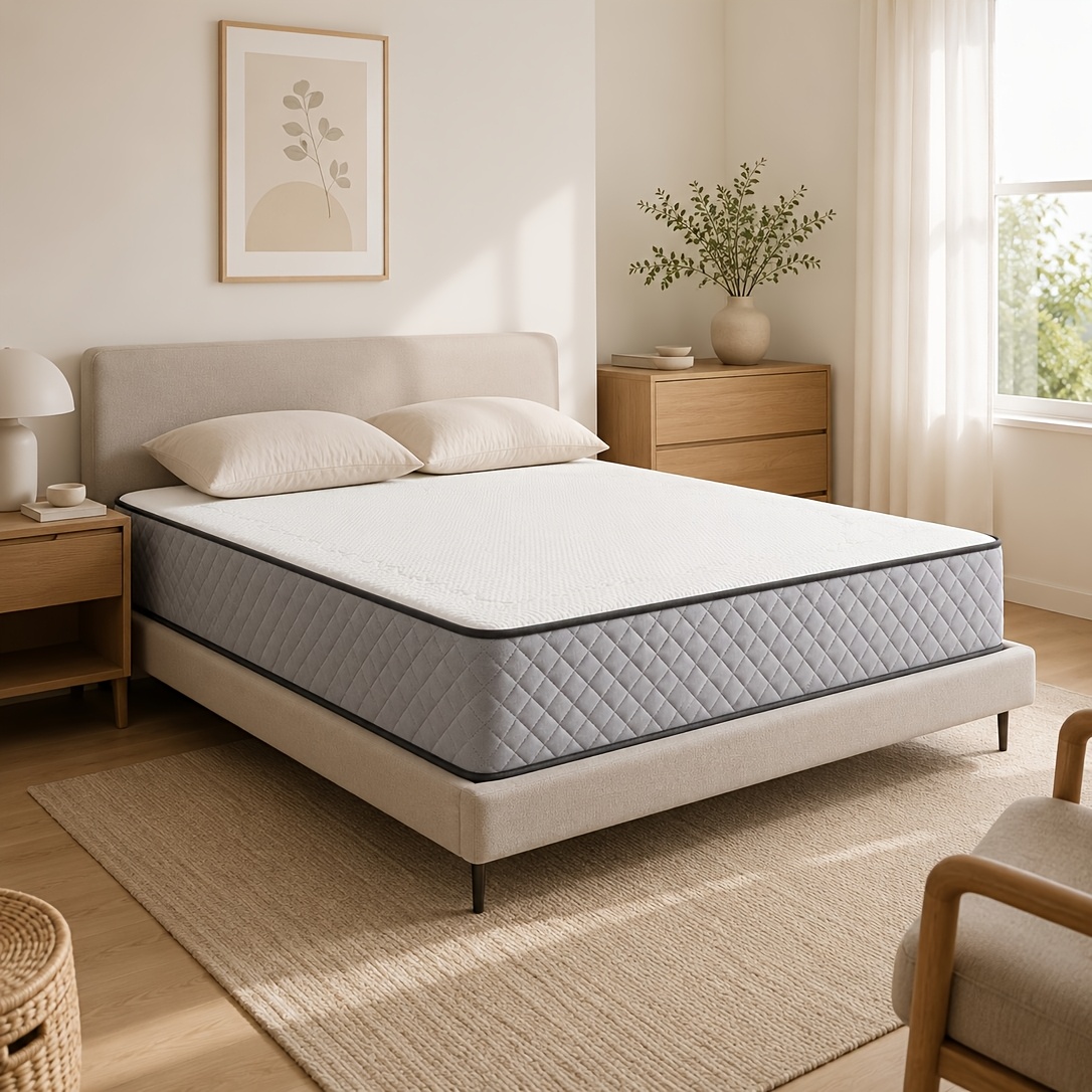 Image of Homeease 25cm Spring Hybrid Mattress, Medium-firm, Breathable Quilted Top, 90x200cm, 140x200cm & 160x200cm, For Bedroom And