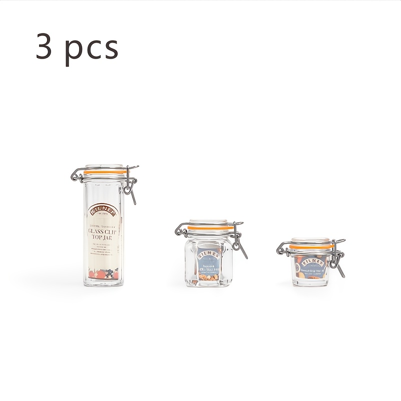 TEMU 3pcs 1:6 Scale Miniature High- Plastic Storage Jar Set - Snap-lid Airtight Sealed Jar, Miniature Dollhouse Accessories