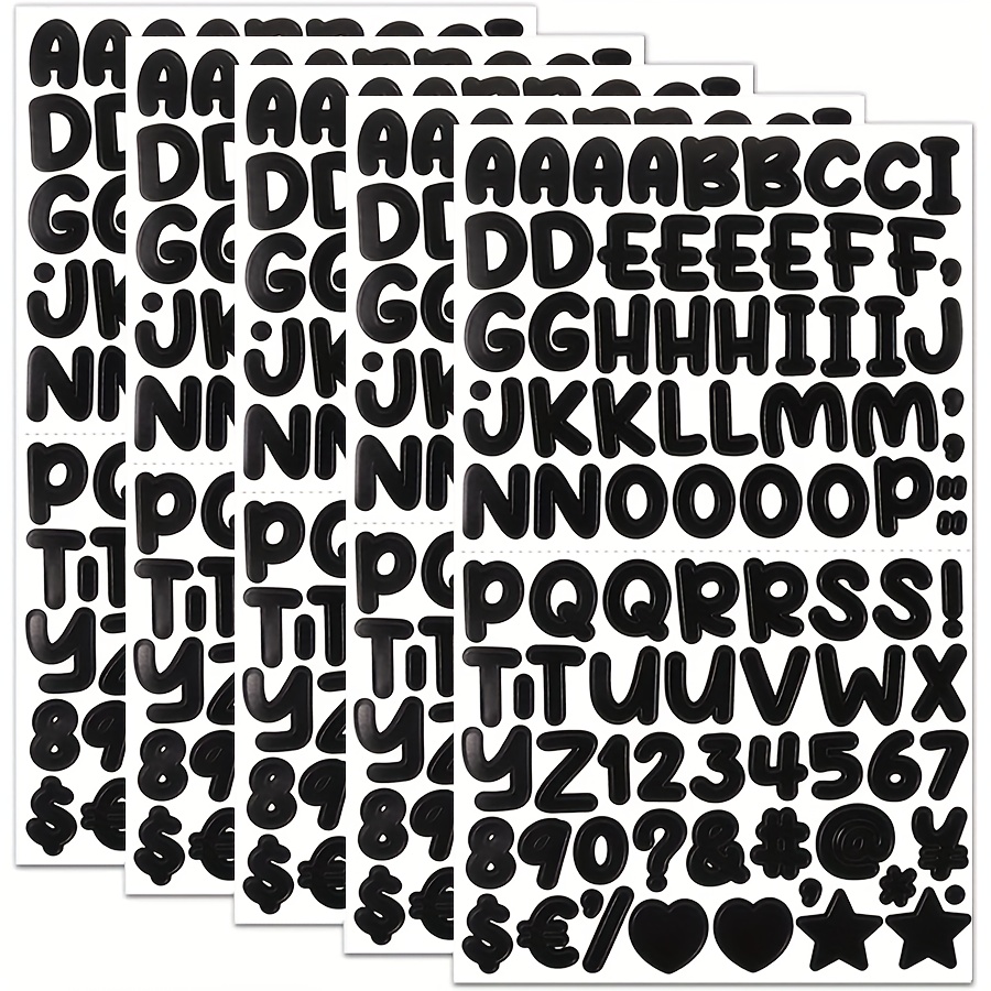 Image of 5 Sheets 0.5 Inch Vinyl Self-adhesive Letter Number Stickers Number Label Stickers, For Cards, Envelopes, Water Bottles, Storage Label Stickers
